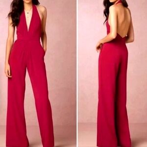 JILL Stuart Mara BHLDN Jumpsuit In Burgundy size 2